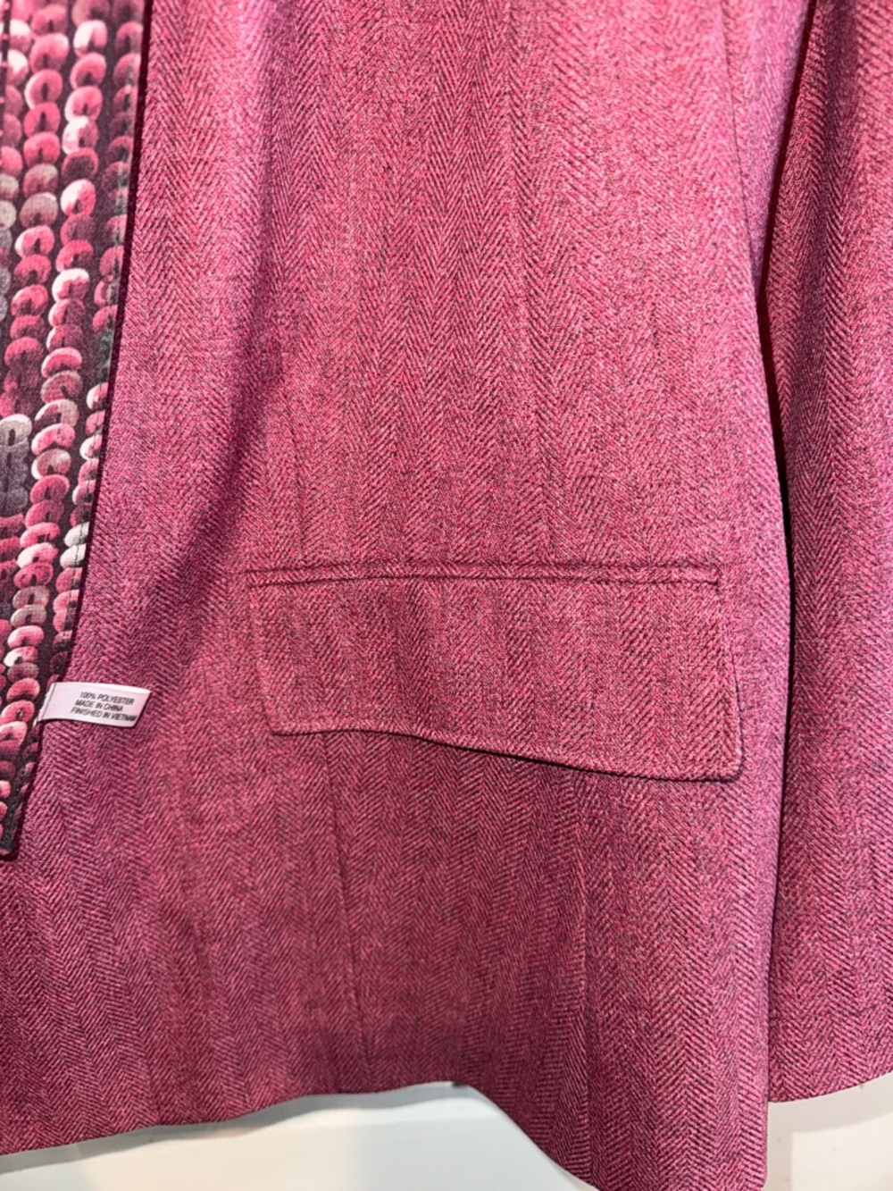 Le Suit Mauve-Pink Tailored Blazer and Skirt Set with Sequin Scarf - Picture 6 of 11